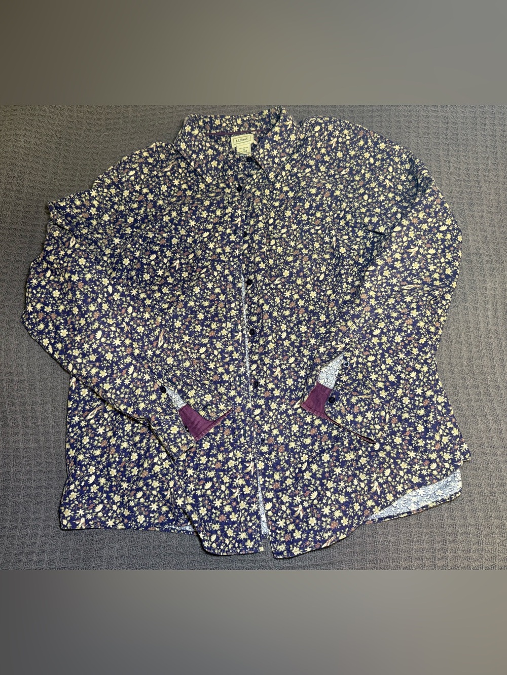L.L. Bean floral corduroy button up